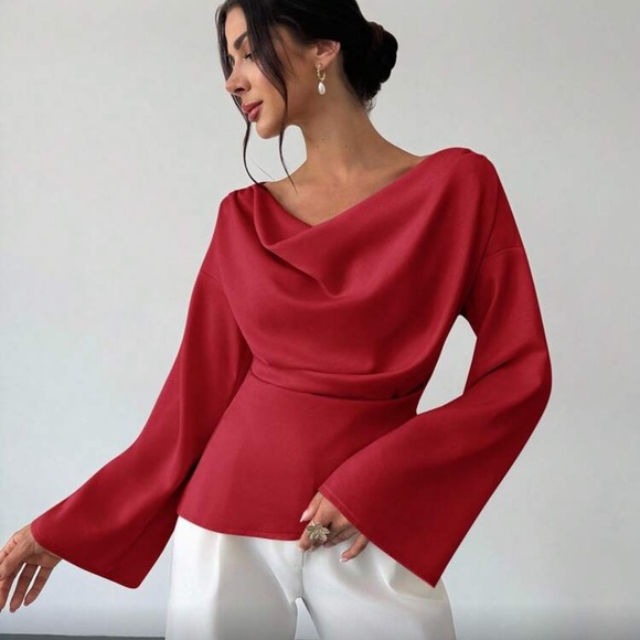 Elegant Pink  Drape Blouse - Picture 16 of 16